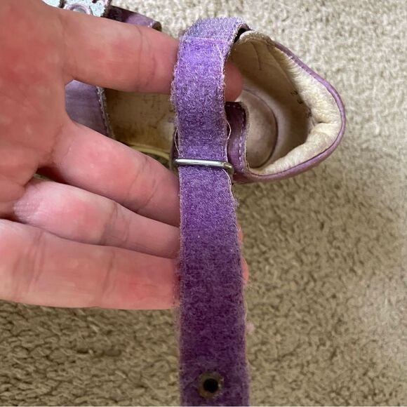 Däumling German Girl Leather Walking Learning Shoe Purple with Flowers Size 7 - Picture 7 of 10